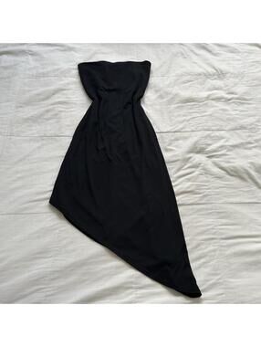 Cache Black Strapless Handkerchief Hem Vampire Evening Dress